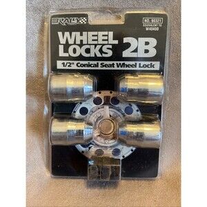RALLY Wheel Lug Locks Set 1/2" Conical Seat 2B #90321 1991 NOS 4 Pack Car Truck